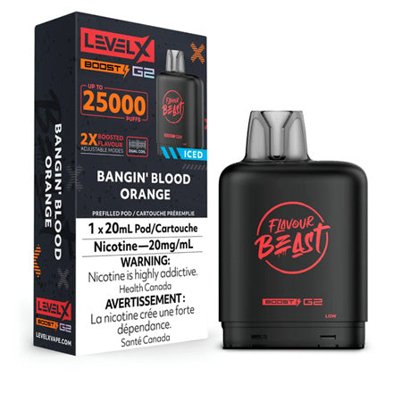 Bangin' Blood Orange Iced by Level X Flavour Beast Boost 25K Toronto GTA Vaughan Ontario Canada Wicks & Wires Vape Shoppe