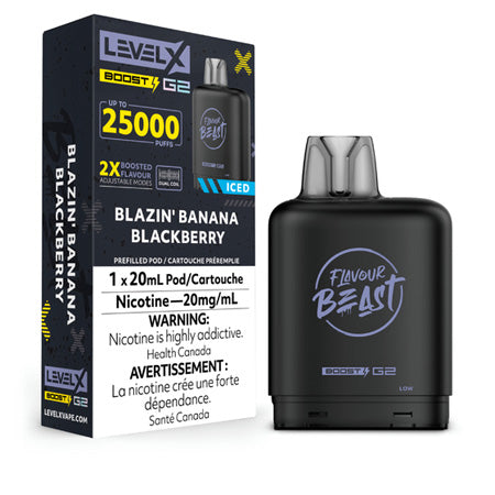 Blazin Banana Blackberry Iced by Level X Flavour Beast Boost 25K Toronto GTA Vaughan Ontario Canada Wicks & Wires Vape Shoppe