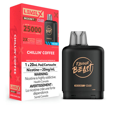 Chillin' Coffee Iced  by Level X Flavour Beast Boost 25K Toronto GTA Vaughan Ontario Canada Wicks & Wires Vape Shoppe