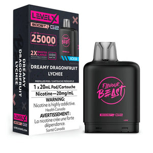 Dreamy Dragon Fruit Lychee Iced by Level X Flavour Beast Boost 25K Toronto GTA Vaughan Ontario Canada Wicks & Wires Vape Shoppe