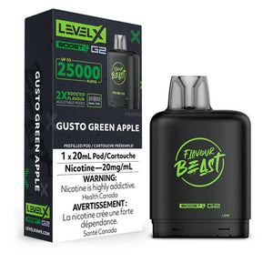 Gusto Green Apple by Level X Flavour Beast Boost 25K Toronto GTA Vaughan Ontario Canada Wicks & Wires Vape Shoppe