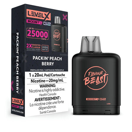 Packin' Peach Berry by Level X Flavour Beast Boost 25K Toronto GTA Vaughan Ontario Canada Wicks & Wires Vape Shoppe