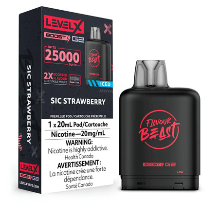 Sic Strawberry Iced  by Level X Flavour Beast Boost 25K Toronto GTA Vaughan Ontario Canada Wicks & Wires Vape Shoppe
