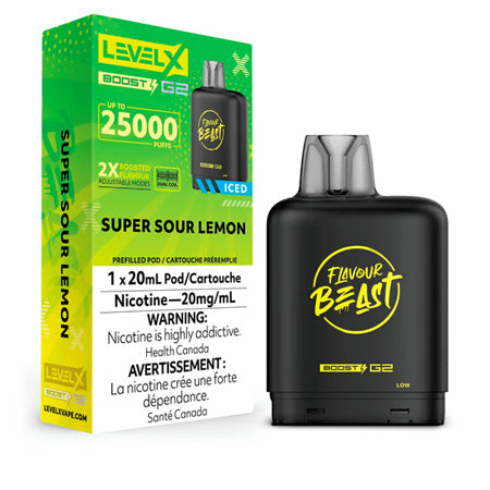 Super Sour Lemon Iced  by Level X Flavour Beast Boost 25K Toronto GTA Vaughan Ontario Canada Wicks & Wires Vape Shoppe