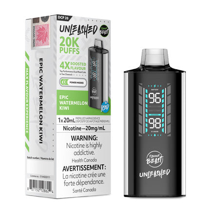 Epic Watermelon Kiwi Flavour Beast Unleashed 20K Disposable Toronto GTA Vaughan Ontario Canada Wicks & Wires Vape Shoppe